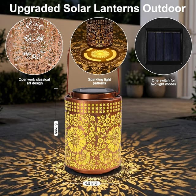 Detalle 2 de ZKLiLi Sunflower Solar Lanterns Outdoor Waterproof Hanging Solar Lights