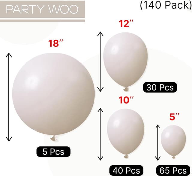 Thumbnail 6 de PartyWoo White Sand Balloons 140 pcs