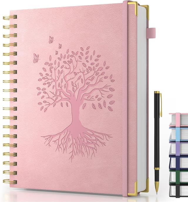 Detalle de Smarpau Spiral Notizbuch B5 mit Hardcover-Leder, liniert – 240 Seiten, 100 g/m², 19 x 25 cm (rosa)