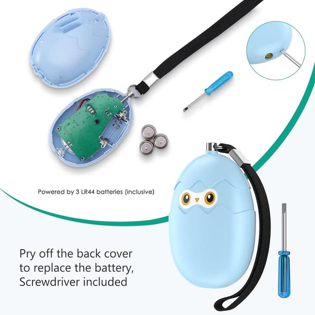 Detalle 2 de ORIA Personal Alarms for Women (2 Pack) 130 dB with LED torch – keychain safety sirens, Pink & Blue