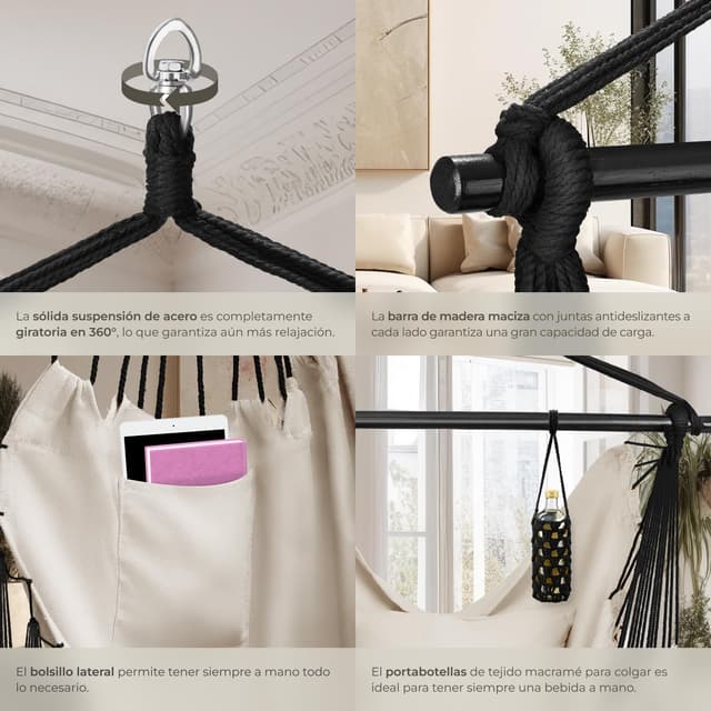 Thumbnail 4 de tectake® Silla Colgante Bohemia 150 kg