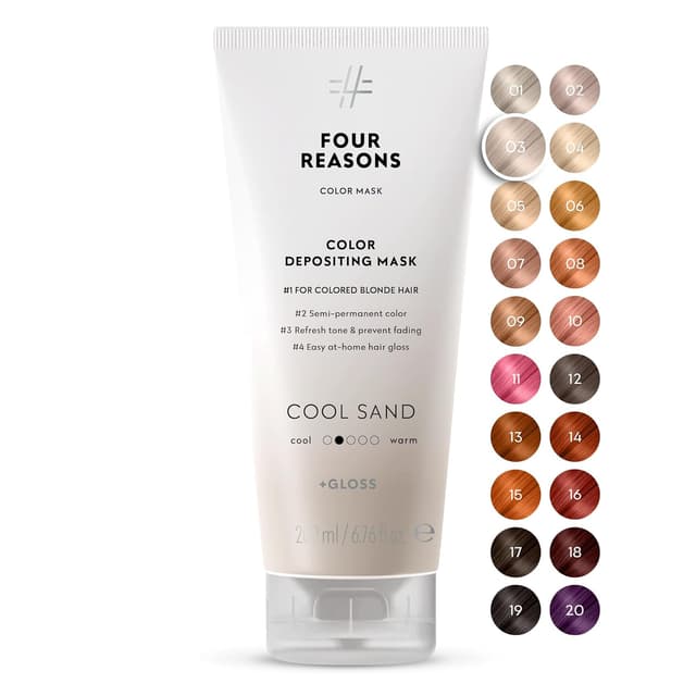 Detalle de FOUR REASONS Color Mask in Cool Sand Blonde (27 Colors) – Hair Gloss & Color Depositing Conditioner (6.76 fl oz)