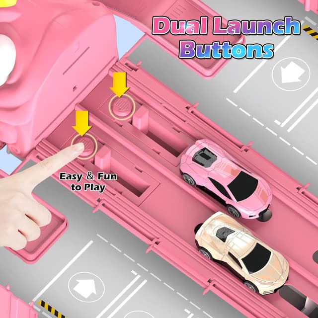 Detalle de RUIDYA Unicorn Transport Truck Toy with Foldable 160cm Race Track and 6 Die-Cast Cars