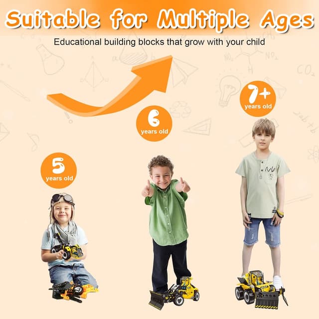 Thumbnail 6 de HOMETTER Konstruktionsspielzeug 6 in 1 Baukasten mit 223 Bausteinen für Jungen ab 5–8 Jahren