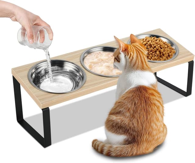Detalle de Raised Cat Bowl 3PCS stainless steel elevated feeder