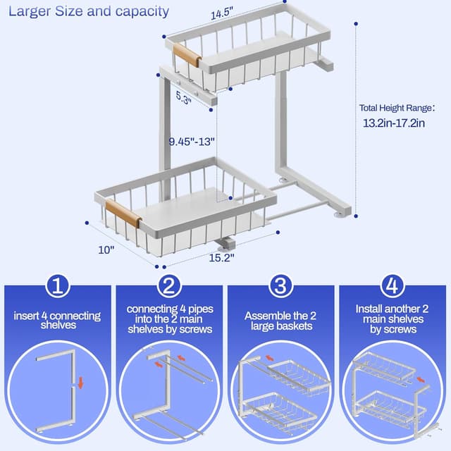 Thumbnail 1 de ADBIU Under Sink Organizer 13.2–17.2 in 🗄