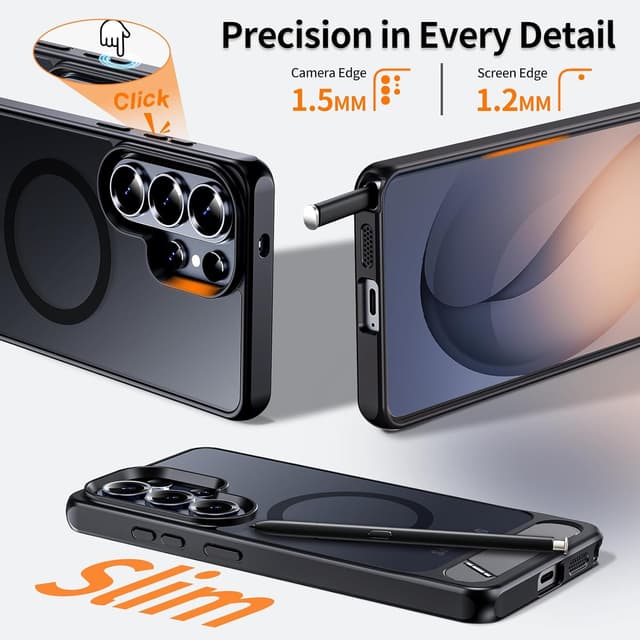 Detalle de Hualele Magnetic for Samsung Galaxy S26 Ultra Case with Built-in Metal Kickstand (MagSafe) — Shockproof Slim Cover