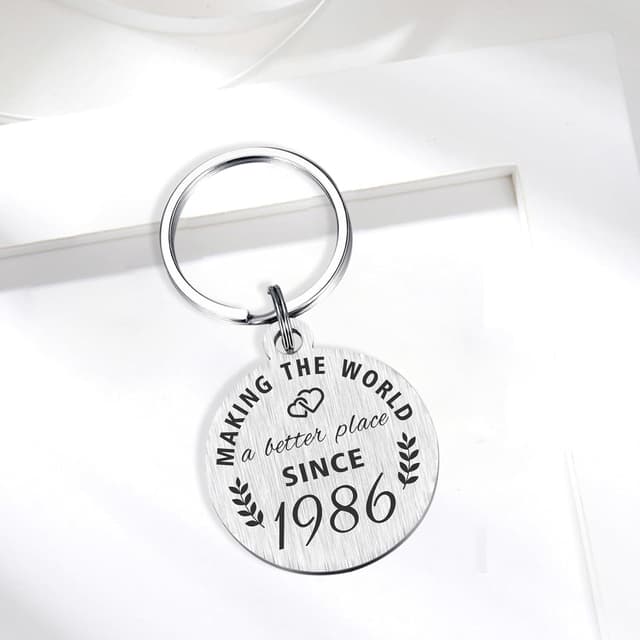 Detalle 2 de 40th Birthday keychain 1986 stainless steel gift