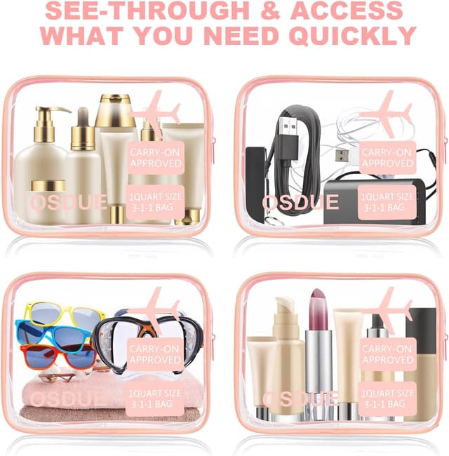 Detalle de OSDUE beauty case trasparente TSA 20x15 cm