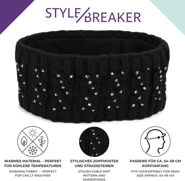 Thumbnail 3 de styleBREAKER Bandeau curry motif tresse et strass