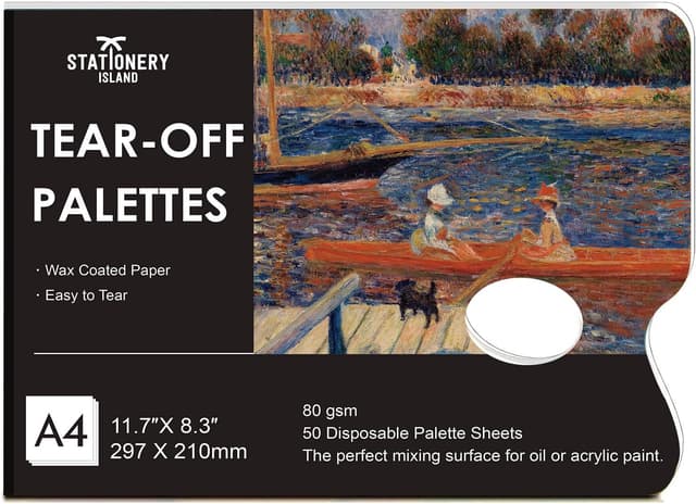 Detalle de Stationery Island A4 Tear-Off Palette Pad (50 Sheets, 80gsm) for Oil, Acrylic & Watercolour Painting