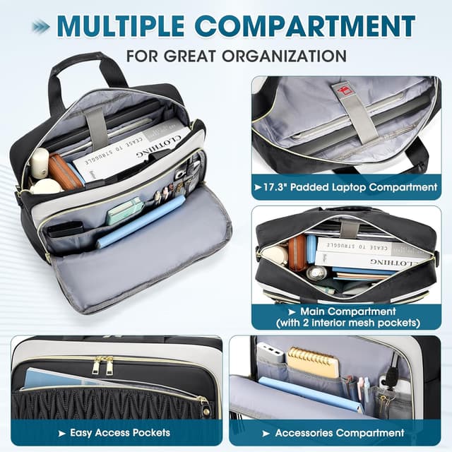 Detalle 2 de RAINSMORE Laptoptasche 17,3 Zoll für Damen