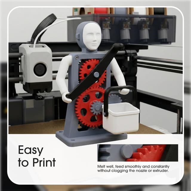 Detalle de eSUN PLA+ 1.75mm filament (PLA Plus) – enhanced toughness, ±0.03mm accuracy, 4×1KG spools in black