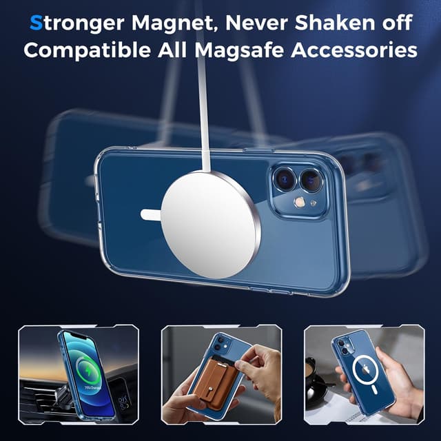 Detalle de Helssitot coque magnétique Mag Safe pour iPhone 12 avec 2 vitres trempées anti-espion