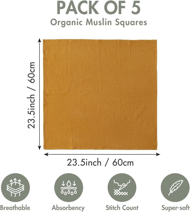 Thumbnail 2 de Pañuelos muselina 23,5 x 23,5 paquete 5 🧸