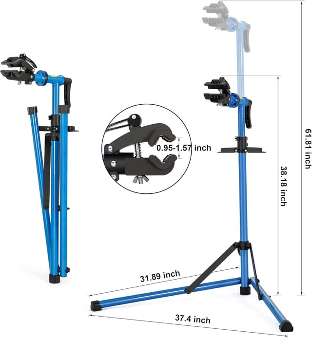 Detalle de CXWXC Fahrradmontageständer bis 30 kg – 360° drehbare Klemmkopf mit höhenverstellbarer Teleskopstange
