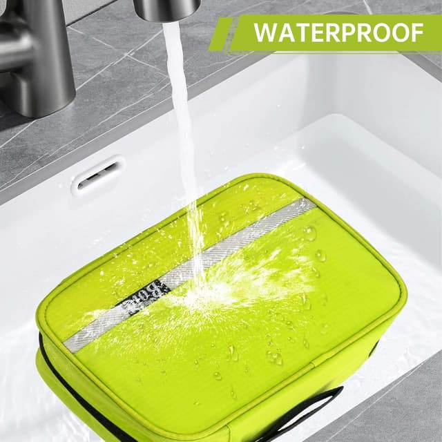 Detalle de Boic Kulturbeutel zum Aufhängen mit 4 Fächern (Oxford-Polyester), Reise-Kulturtasche in Cyan