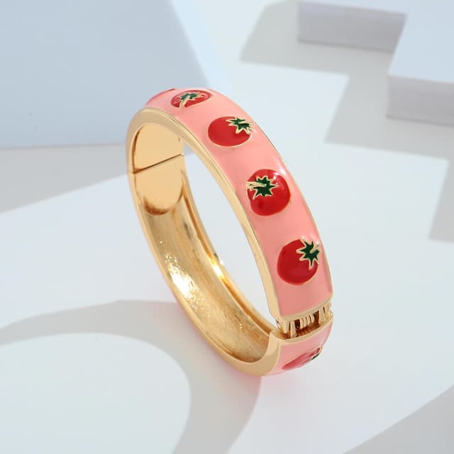 Detalle 2 de TOVABA Damen-Armbandreif mit Emaille im Tomaten-Design – nickelfrei & farbtreu