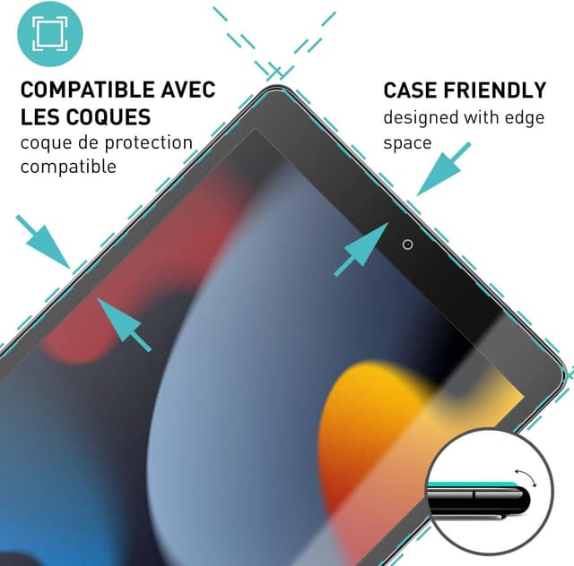 Detalle de smartect Verre Trempé 2 pièces Clear pour iPad 9, 8, 7 (10,2" 2021/2020/2019) – protection écran 9H