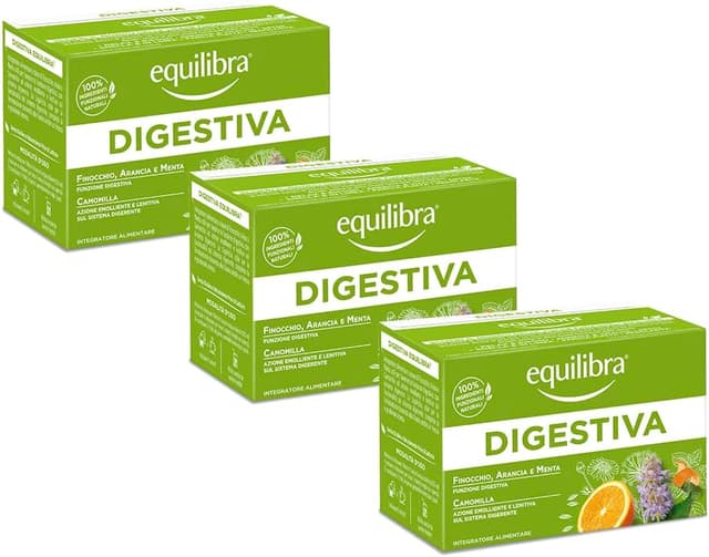 Detalle de Equilibra Integratori Alimentari Tisane digestiva alle erbe (finocchio, anice e menta), 3 confezioni da 15 filtri