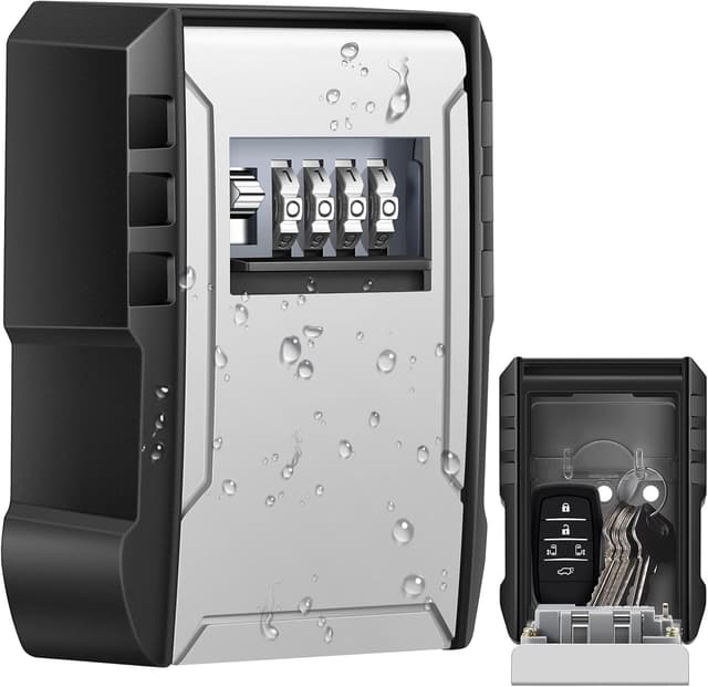 Detalle de Mejasg wasserdichter Schlüsseltresor mit 4-stelligem Zahlencode und abnehmbaren Haken