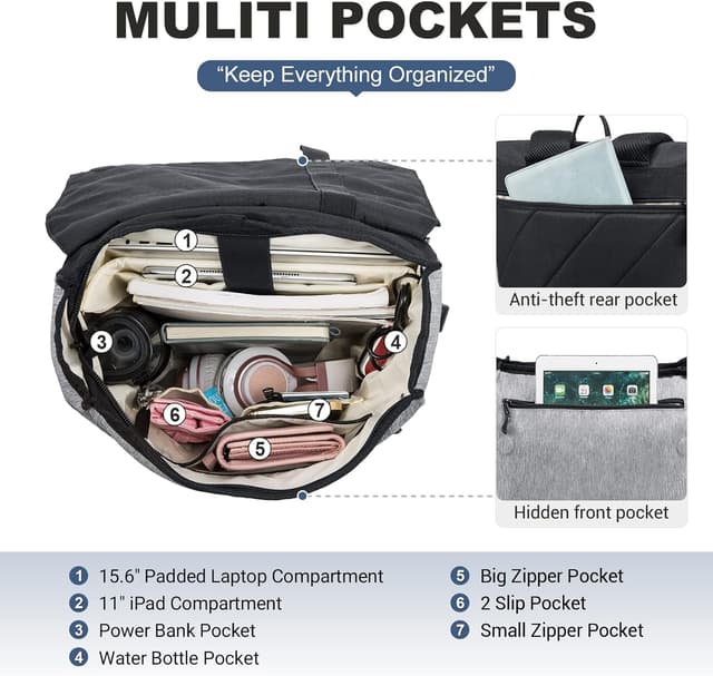 Detalle de LOVEVOOK Sac à Dos Ordinateur 15,6 pouces