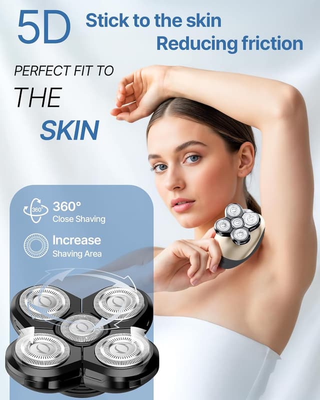 Detalle de Electric Razors for Women 5-in-1 Rechargeable Body Shaver (Gold) with IPX7 Wet/Dry Design