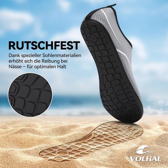 Detalle de VOLHAL Wasserschuhe für Herren & Damen – atmungsaktives Mesh, schnelltrocknende Beach- und Schwimmschuhe