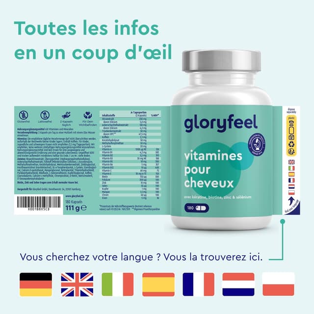 Thumbnail 5 de Vitamines Biotine Zinc Sélénium 180 capsules