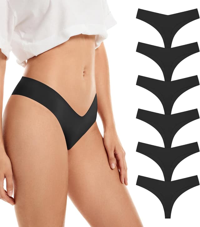 Detalle de SHARICCA Nahtlose String Tanga Damen – unsichtbarer No-Show Thong mit 100% Baumwoll-Schritt