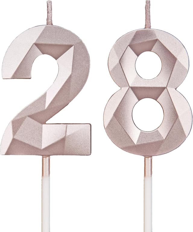 Imagen de Geburtstagskerzen Zahlen 28 2er Roségold 🎂 en OfertitasTOP
