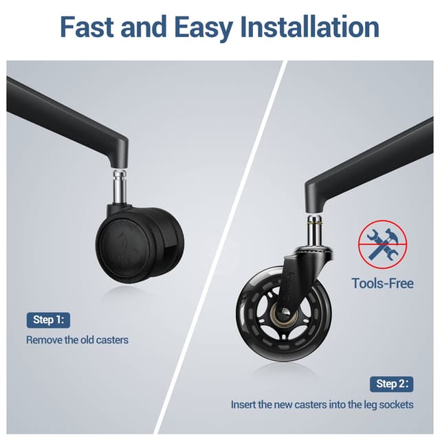 Detalle 2 de Bürostuhlrollen 10 mm x 22 mm (5er-Set) für Hartböden – nur kompatibel mit IKEA Bürostühlen