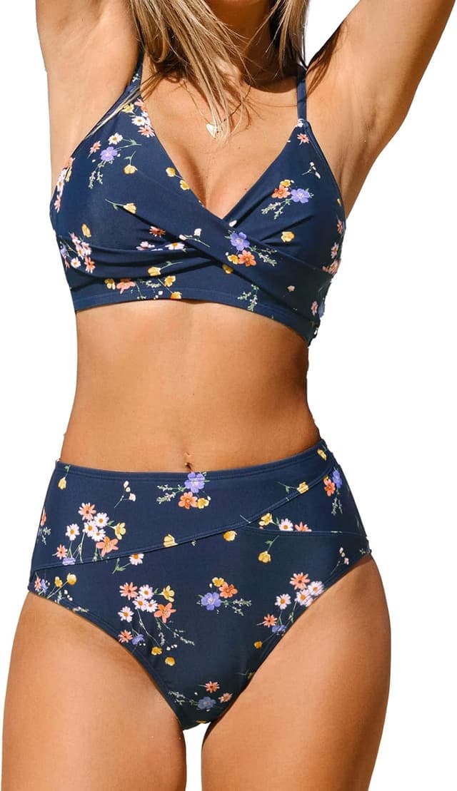 Thumbnail 6 de CUPSHE Bikini torsadé taille haute 2 pièces avec bonnets rembourrés amovibles (femme)