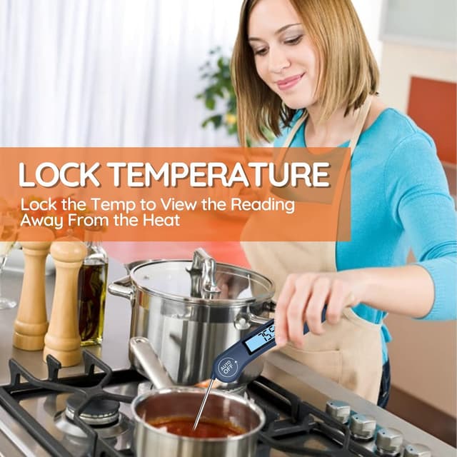 Detalle de DOQAUS Meat Thermometer – 3s instant read with backlit LCD, foldable probe and ±1°C accuracy