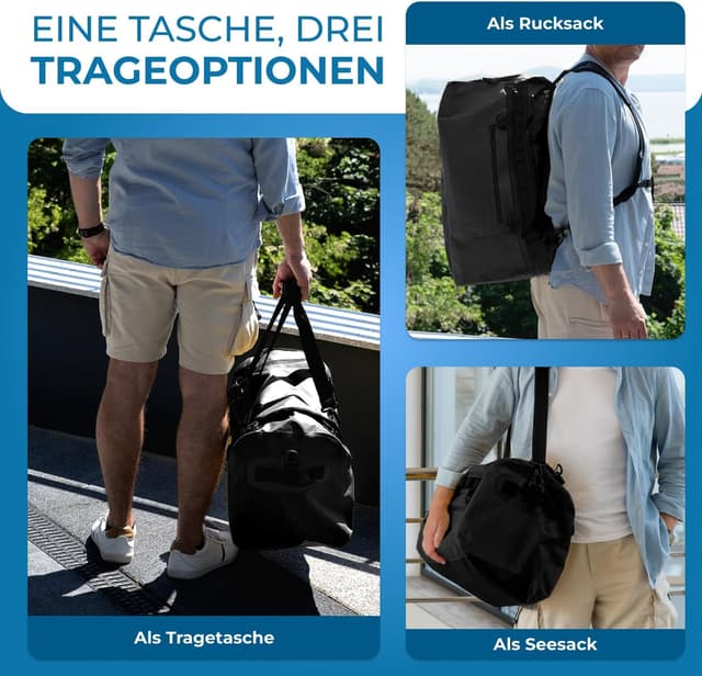 Detalle 2 de STYNGARD Modell Hamburg 60 l – wasserdichte Reisetasche mit Rucksackfunktion (3in1)