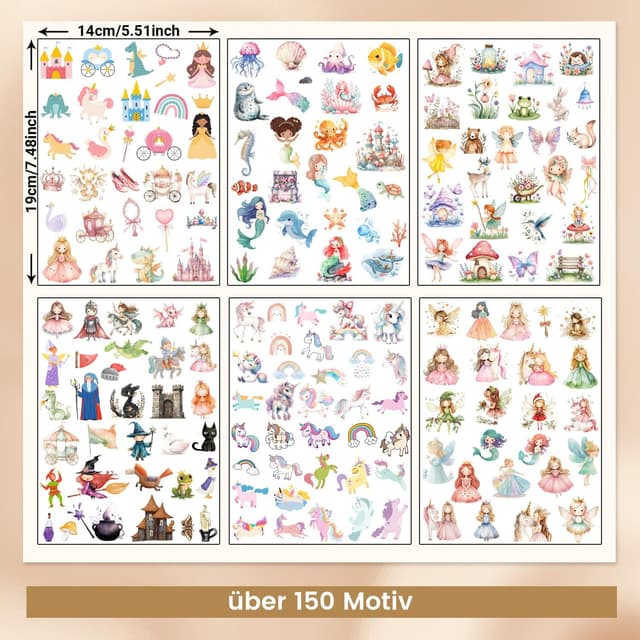 Thumbnail 2 de Hongma Märchen Glitzer Sticker 6 Stück Glitzereffekt