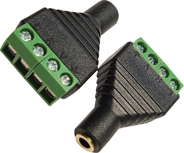 Detalle de SHANFEILU 3,5-mm TRRS-Adapter (4-polige Buchse) auf 4-Schrauben-Terminal – lötfrei, 2 Stück