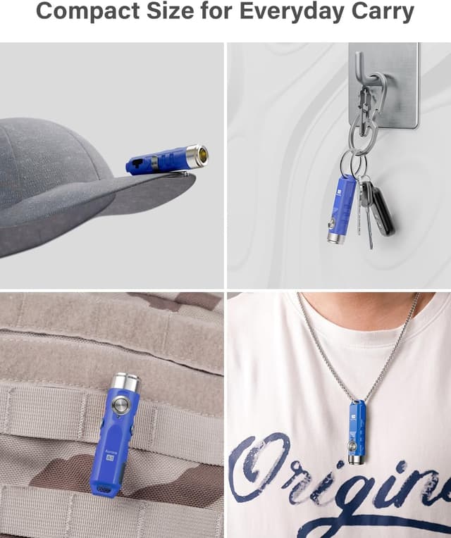 Detalle 2 de RovyVon A1 G4 USB-C Rechargeable Keyring Torch (650 Lumens) – compact EDC mini LED torch