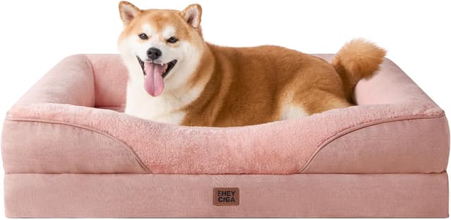 Detalle de EHEYCIGA Memory Foam Dog Beds Large (91x68x17cm) – Orthopaedic Sofa Bed with Sides, Waterproof Liner & Removable Cover