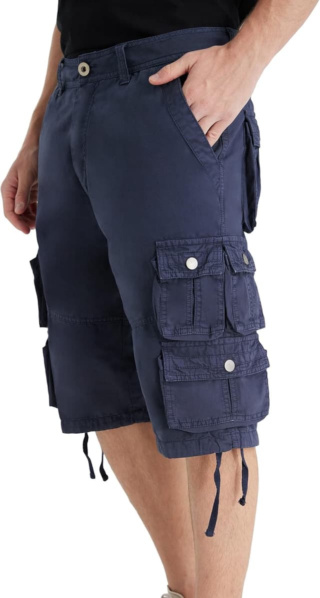 Detalle de YGREYG Men’s Cargo Shorts Long Capri (Below the Knee) with Pockets — Relaxed Fit
