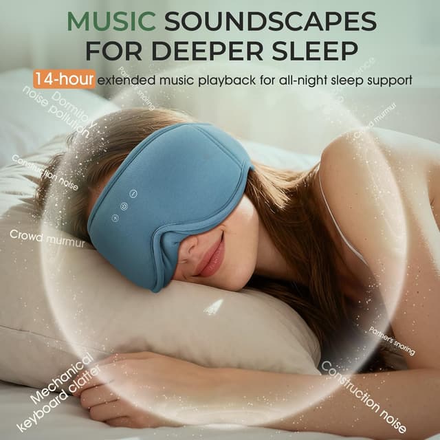 Detalle 1 de MUSICOZY sleep mask headphones 14H playtime