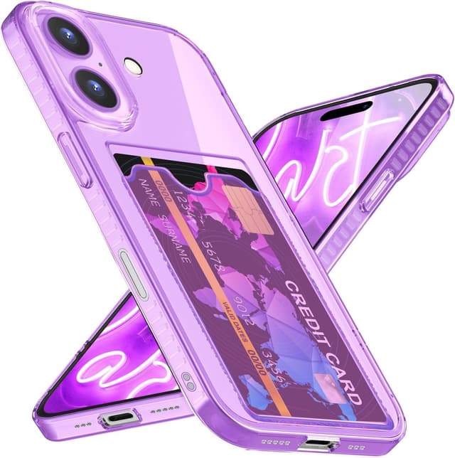 Imagen de NALIA Neon Silikonhülle iPhone 16 Kartenfach Lila en OfertitasTOP