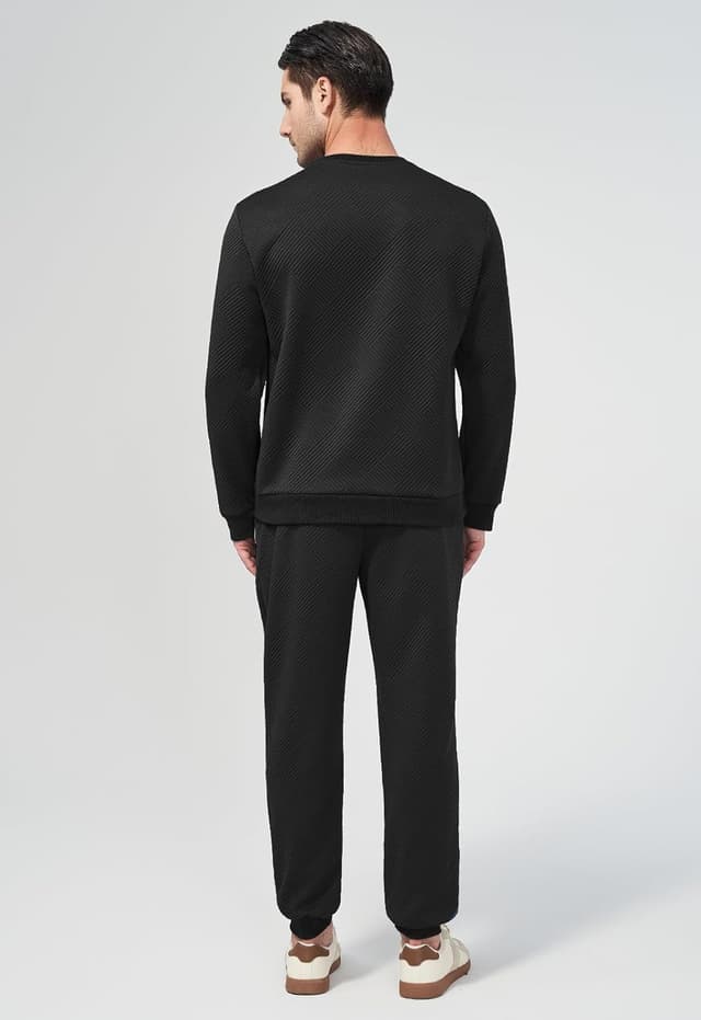 Detalle de KUYIGO Herren Trainingsanzug-Set (2-teilig) mit atmungsaktivem Baumwoll-Sweatshirt & Jogginghose