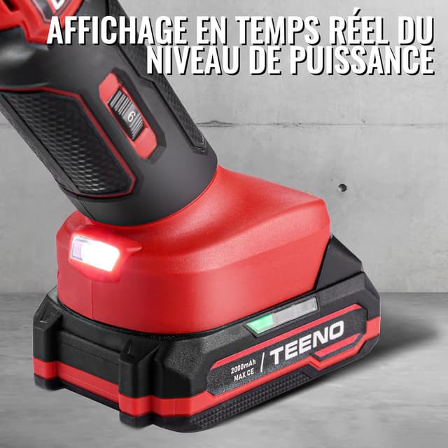 Detalle 2 de TEENO utensile multifunzione oscillante senza fili 20V, brushless, 6 velocità 8500–21000 giri/min, 25 accessori