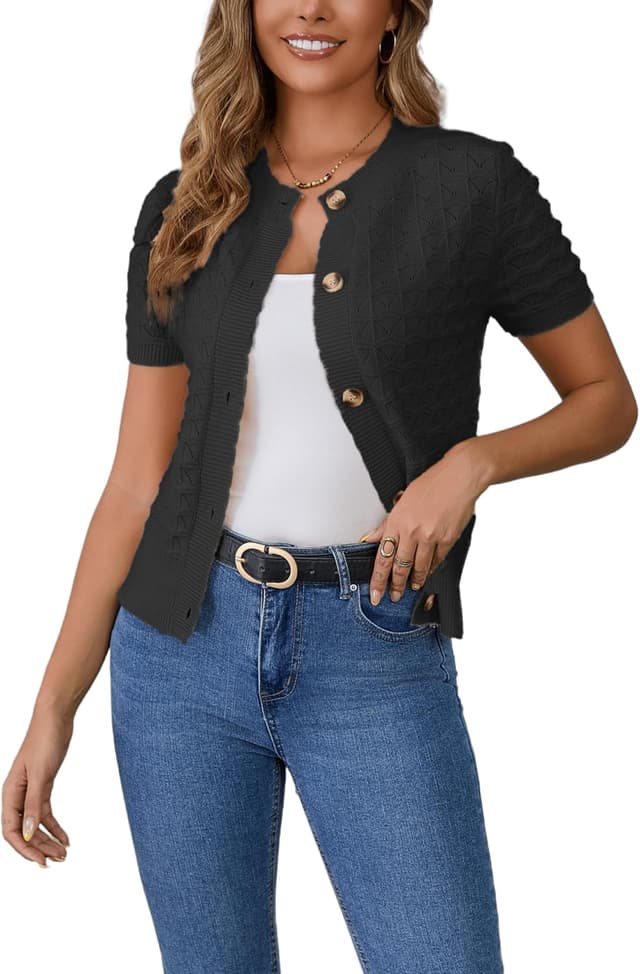 Detalle de Enjyam Damen Strickjacke Rundhals Cardigan