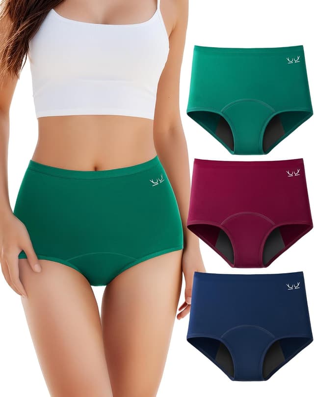 Detalle de TANSTC Periodenunterwäsche im 3er Pack – High Waist Menstruationsslips aus Baumwolle