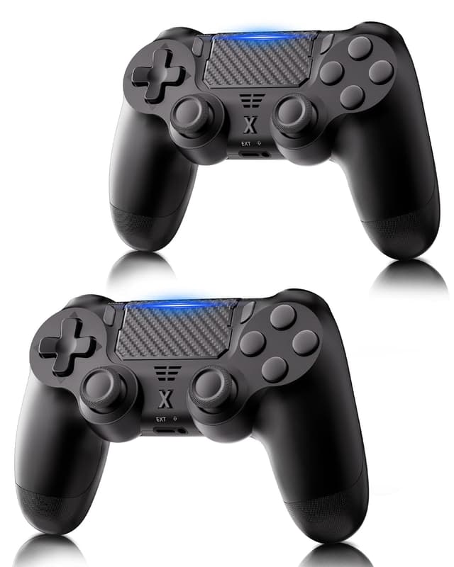 Detalle de RUIZHI Wireless Controller für PS4 (2er-Set, Schwarz) – mit Turbo, Dual-Vibration, 6-Achsen-Gyro und Touchpanel