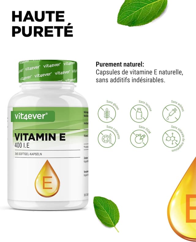 Detalle de Vit4ever Vitamine E naturelle 400 U.I. – 365 capsules softgel