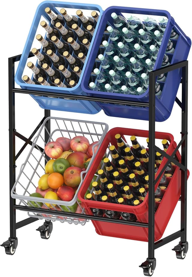 Imagen de Lifewit Getränkekistenregal 4 Kisten mit Rollen en OfertitasTOP