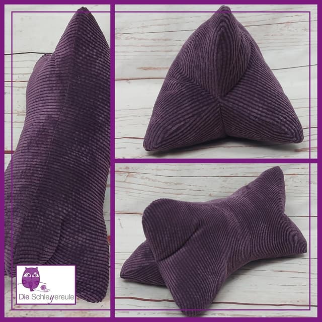 Detalle de Leseknochen Nackenkissen aus Cord (lila) – bequem, waschbar & handgestopft aus Deutschland